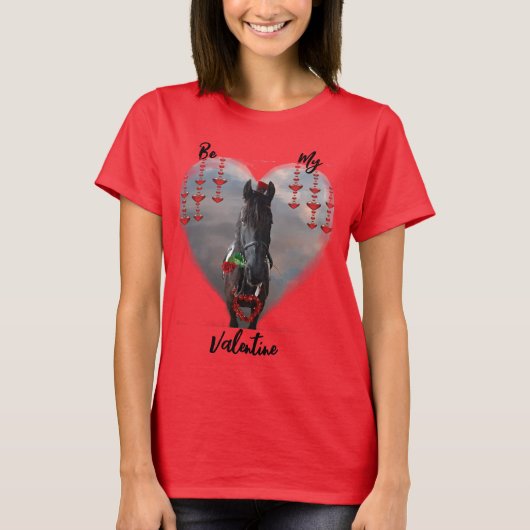 T-shirt Saint Valentin avec Rafi le Friesien (Devant)