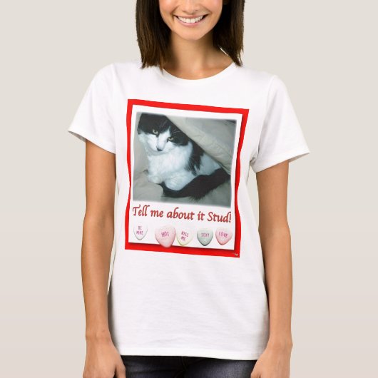 T-shirt Saint Valentin Chat noir et blanc (Devant)