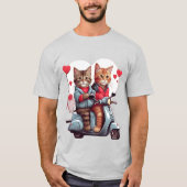 T-shirt Saint Valentin Chat sur un Scooter 12k Design (Devant)
