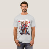 T-shirt Saint Valentin Chat sur un Scooter 12k Design (Devant entier)