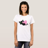 T-shirt Saint-Valentin Chemise blanche noire Kitty (Devant entier)