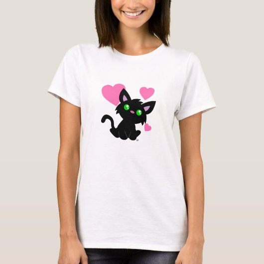 T-shirt Saint-Valentin Chemises blanches de Kitty noir (Devant)