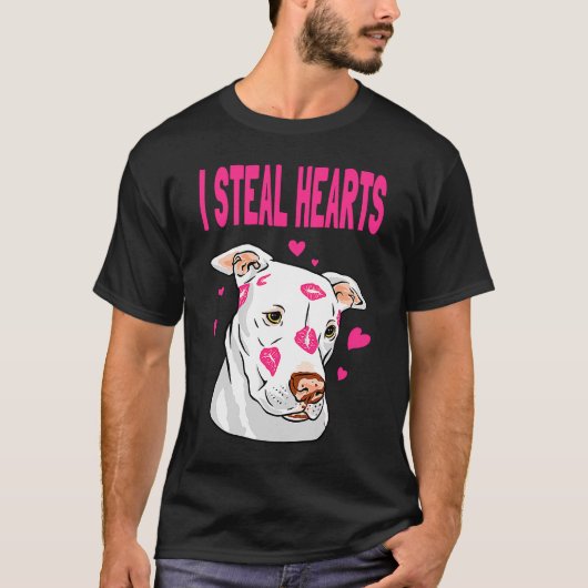 T-shirt Saint Valentin Chiens Coeurs Baiser Lèvres Bull Te (Devant)