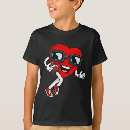 T-shirt Saint Valentin Coeur Courir Avec Un Garçon De Foot (Devant)