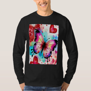 T-shirt Saint-Valentin Cœur d'amour Papillon Petite amie F