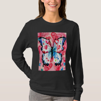 T-shirt Saint-Valentin Cœur d'amour Papillon Petite amie F