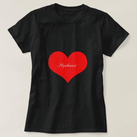 T-shirt Saint-Valentin Coeur rouge Noir Monogramme personn (Design devant)