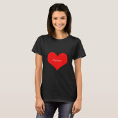 T-shirt Saint-Valentin Coeur rouge Noir Monogramme personn (Devant entier)