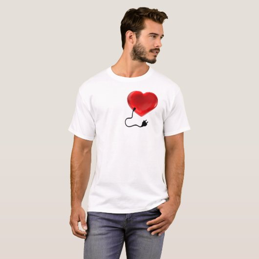 T-shirt Saint Valentin Coeur Socket Plug Paire Aimer Cadea (Devant entier)