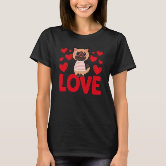 T-shirt Saint-Valentin Coeurs Aimer Chat Femmes animales (Devant)