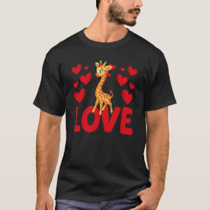 T-shirt Saint Valentin Coeurs Aimer Giraffe Femme animale