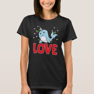 T-shirt Saint Valentin Coeurs Aimer Narwhal Animal Femmes