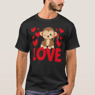 T-shirt Saint Valentin Coeurs Aimer Singe Animal Femmes