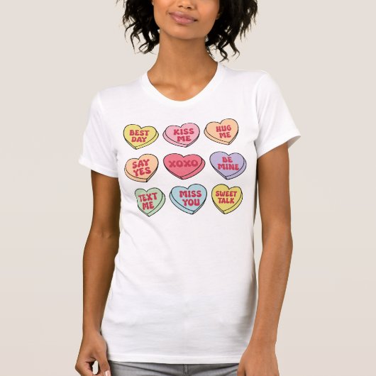 T-shirt Saint Valentin Coeurs bonbons, Chemise, Coeur de c (Devant)