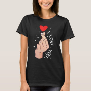 T-shirt Saint-Valentin Coréen caractère je t'aime signe de