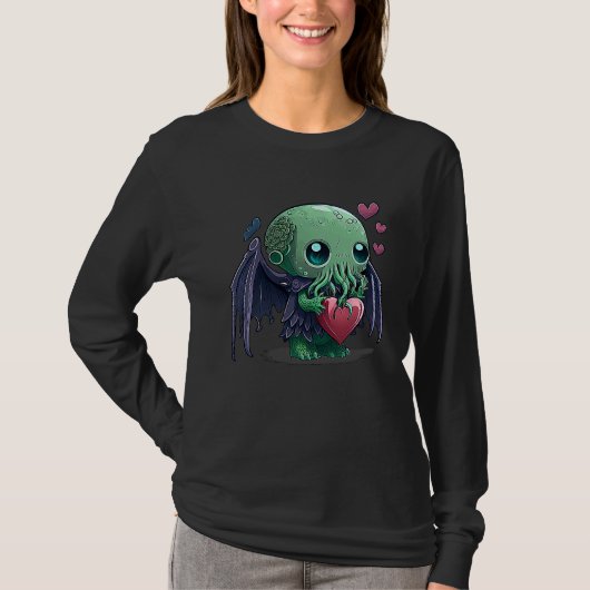 T-shirt Saint-Valentin Cthulhu Mignon Unique (Devant)