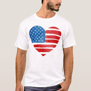 T-shirt Saint-Valentin Drapeau américain des États-Unis Cœ