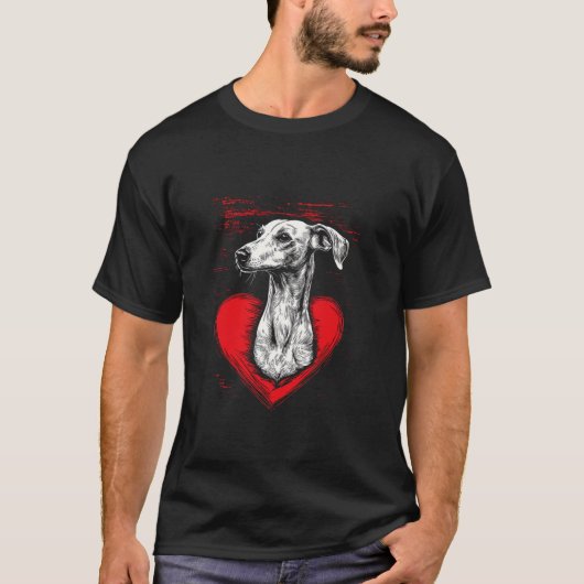 T-shirt Saint-Valentin Lévrier Whippet Saint-Valentin (Devant)