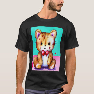 T-shirt Saint-Valentin Love Heart Cat Teddy Petite Amie Fi