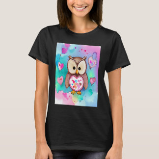 T-shirt Saint-Valentin Love Heart Owl Teddy Petite Amie Fi