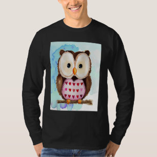 T-shirt Saint-Valentin Love Heart Owl Teddy Petite Amie Fi