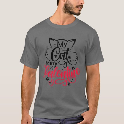 T-shirt Saint Valentin Mon chat est mon Valentine Funny Ch (Devant)