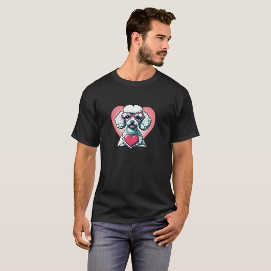 T-shirt Saint Valentin Poodle Chien Amateurs Mon Chien M'A (Devant entier)