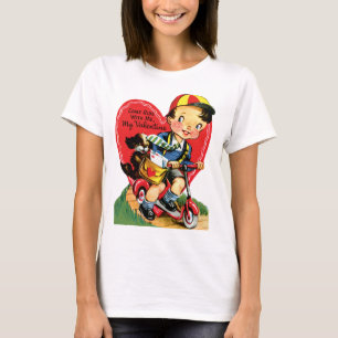 T-shirt Saint-Valentin Rétro, Garçon Vintage sur un Scoote