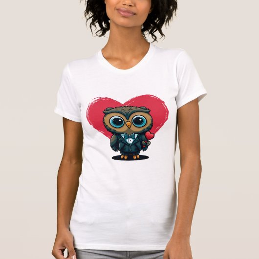 T-shirt Saint Valentin Romance avec la salle Adorable Owl (Devant)