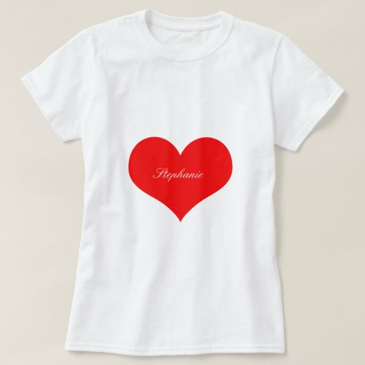 T-shirt Saint-Valentin Rouge Cœur Monogramme Personnalisé (Design devant)
