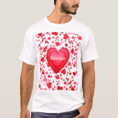 T-shirt Saint Valentin Rouge Motif des Coeurs Confetti (Devant)