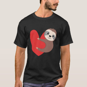 T-shirt Saint Valentin Sloth Heart Sloth Animal Sloth L