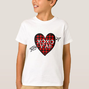 T-shirt Saint Valentin Thed Buffalo Plaid Love Heart Top