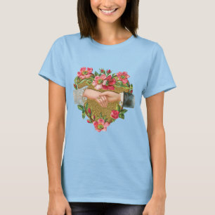 T-shirt Saint-Valentin victorien, Mains anciennes avec fle