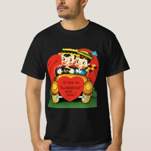 T-shirt Saint Valentin, Vintage fille et garçon en voiture