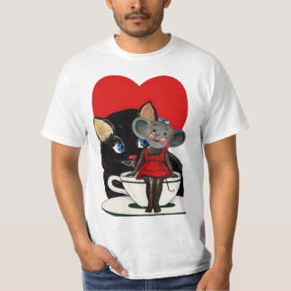 T-shirt Saint-Valentin vintage, tasse à thé en forme de cœ