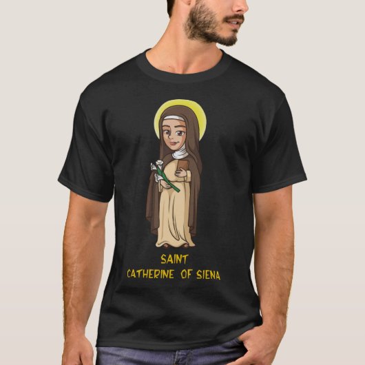 T-shirt Sainte Catherine de Sienne Catholique Pureté Fille (Devant)