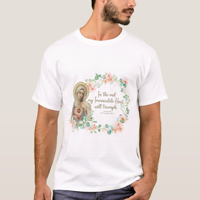 T-shirt Sainte Vierge Marie Fatima Religieuse catholique (Devant)