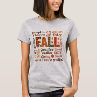T-shirt Saison Automnale Cosy Typographie de la Citrouille