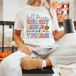 T-shirt Saison Automne Citrouille Feuille mignon automne