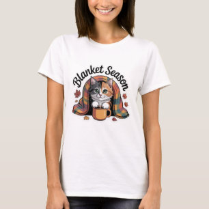 T-shirt Saison Blanche Cosy Calico Cat Plaid