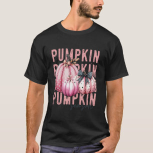 T-shirt Saison Citrouille rose Polka Dot Bow Coquette Auto