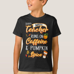T-shirt Saison d'automne Math Enseignant Caffeine Citrouil