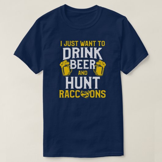 T-shirt Saison de chasse Raccoon Boire Beer Coon Hunter (Design devant)
