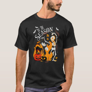 T-shirt Saison éffrayante Danser Skeleton Black Cat Hallow