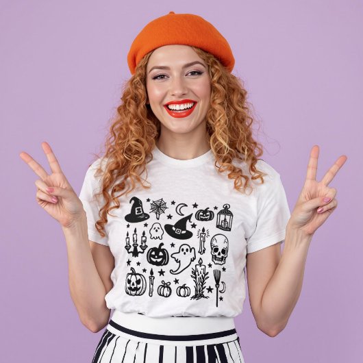 T-shirt Saison éffrayante Fantômes d'Halloween et Citrouil