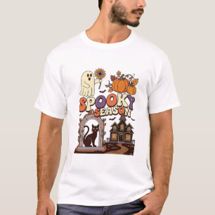 T-shirt Saison effrayante Halloween Fantôme Citrouille Cha
