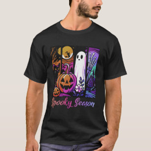 T-shirt Saison effrayante Halloween Fantôme Citrouille Cha