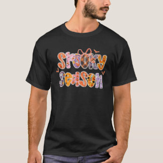 T-shirt Saison éffrayante Halloween Ghost Coquette Bow Tri
