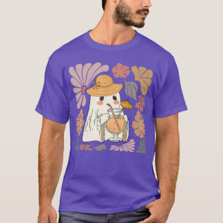T-shirt Saison effrayante Mignon Fantôme Rétro Floral Vint